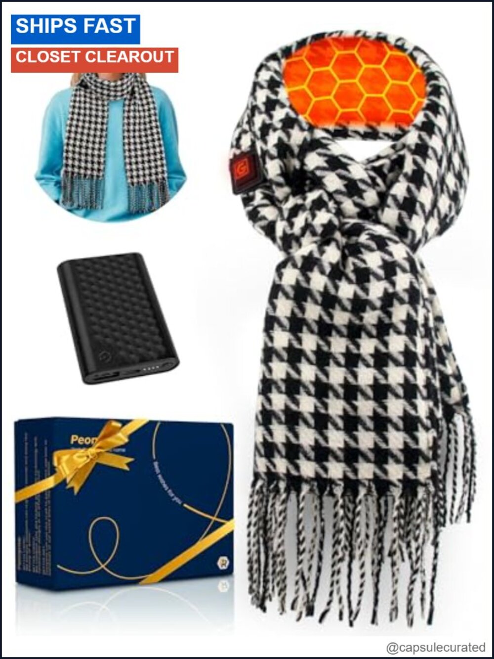 Heated Scarf with 6000mAh Battery Pack, Graphene Heat Scarf for Women Men,